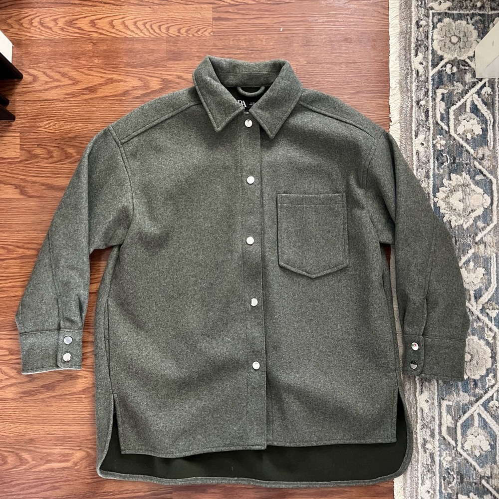 Zara Green Wool-Blend Jacket